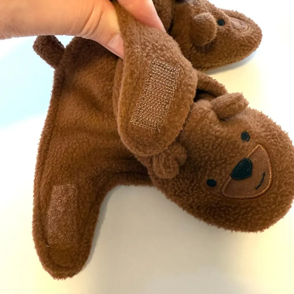 HB Baby Boy Bear Navy Blue Fleece Bootie Shoe Set Size 6-12 Months